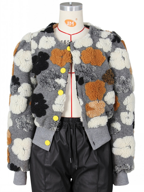 Jachetă lejeră ocazională cu imprimeu de flori Jachetă pentru femei Jachetă bomber pentru femei Jachetă colorblock femei iarnă primăvară toamnă stil sportiv nou