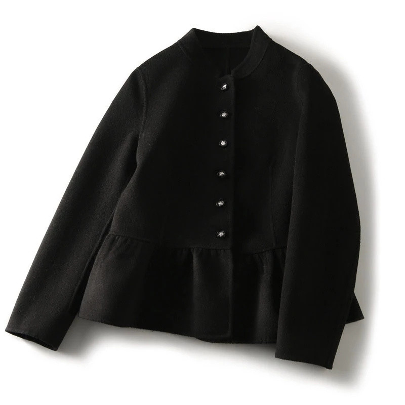 2022, nouă primăvară, toamnă, jachetă de lână pentru femei, cu un singur piept, subțire, guler în picioare, cu mânecă lungă, haină scurtă de lână, îmbrăcăminte exterioară Lady C