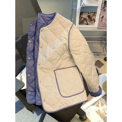 Paltoane matlasate din bumbac, primăvară, toamnă, jachetă puf pentru femei, jaqueta feminină, contrastant, parkas pentru femei, în carouri