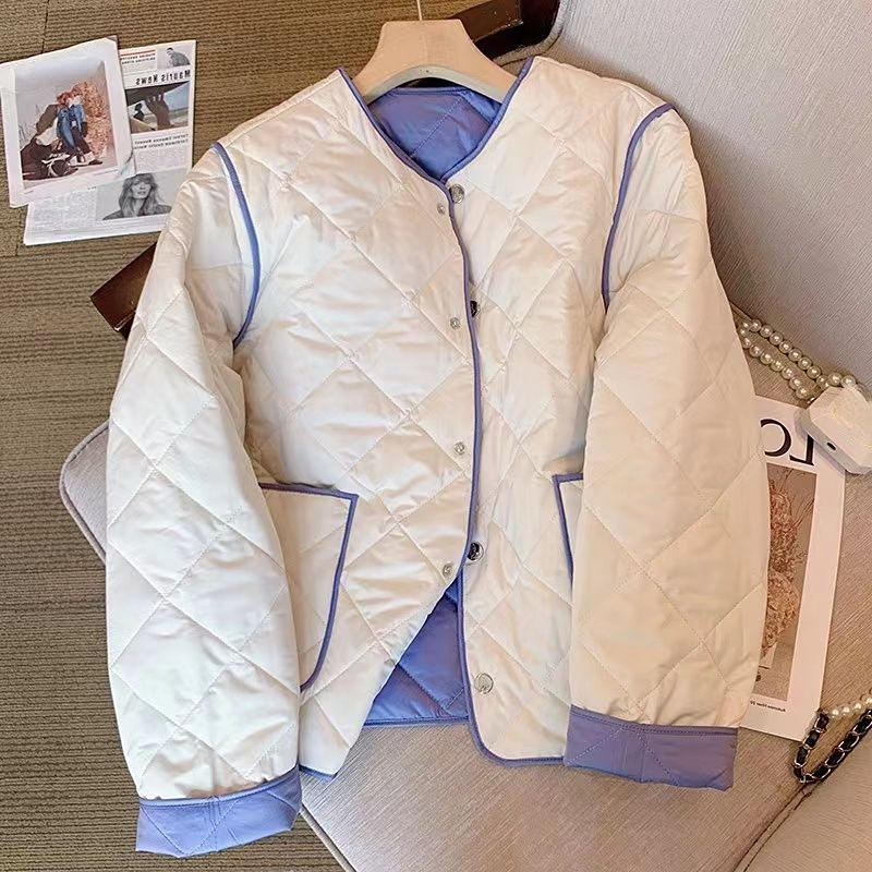 Paltoane matlasate din bumbac, primăvară, toamnă, jachetă puf pentru femei, jaqueta feminină, contrastant, parkas pentru femei, în carouri