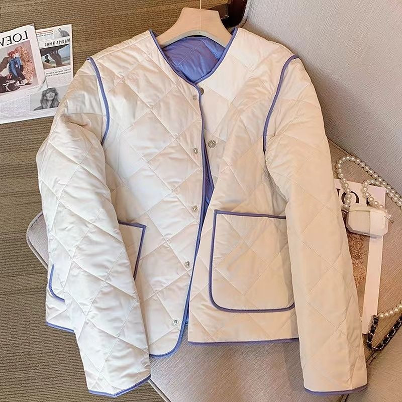 Paltoane matlasate din bumbac, primăvară, toamnă, jachetă puf pentru femei, jaqueta feminină, contrastant, parkas pentru femei, în carouri