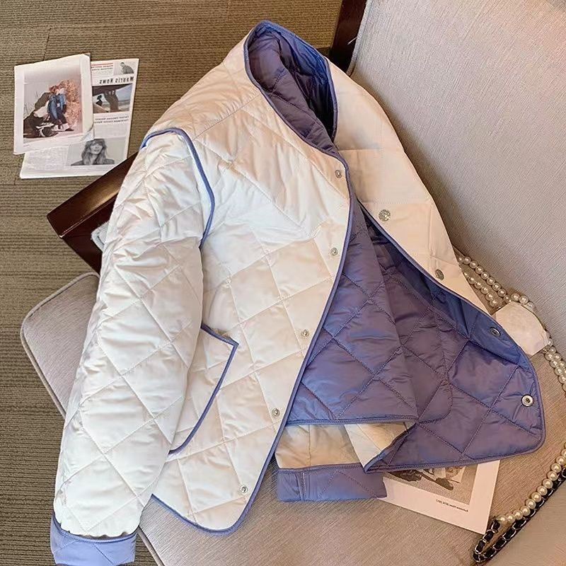 Paltoane matlasate din bumbac, primăvară, toamnă, jachetă puf pentru femei, jaqueta feminină, contrastant, parkas pentru femei, în carouri