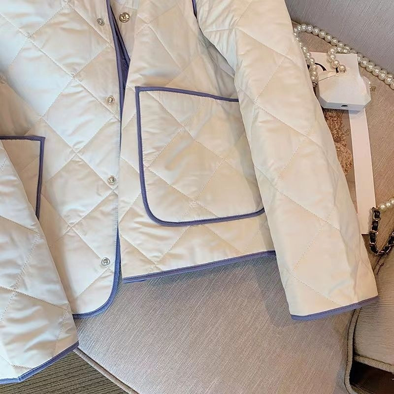 Paltoane matlasate din bumbac, primăvară, toamnă, jachetă puf pentru femei, jaqueta feminină, contrastant, parkas pentru femei, în carouri