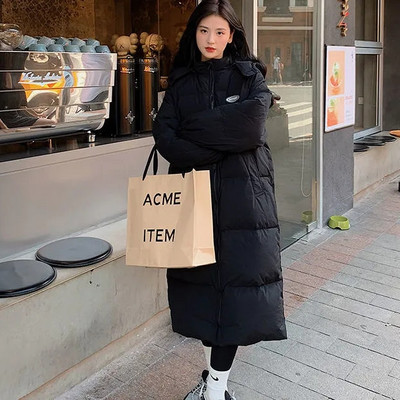 2023. gada jauns dūnu kokvilnas mētelis Sieviešu silta jaka ar kapuci, kokvilnas polsterēta jaka, gara ziemas pufera parki Bieza silta kokvilnas vēja necaurlaidīga virsjaka