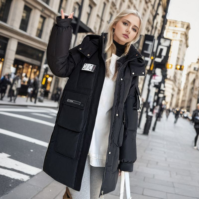 2023, noile paltoane din bumbac largi, căptușite, iarnă pentru femei, parkas cu glugă, jachete groase, calde, vatuite Lady Klein, albastru, alb, verde, îmbrăcăminte exterioară