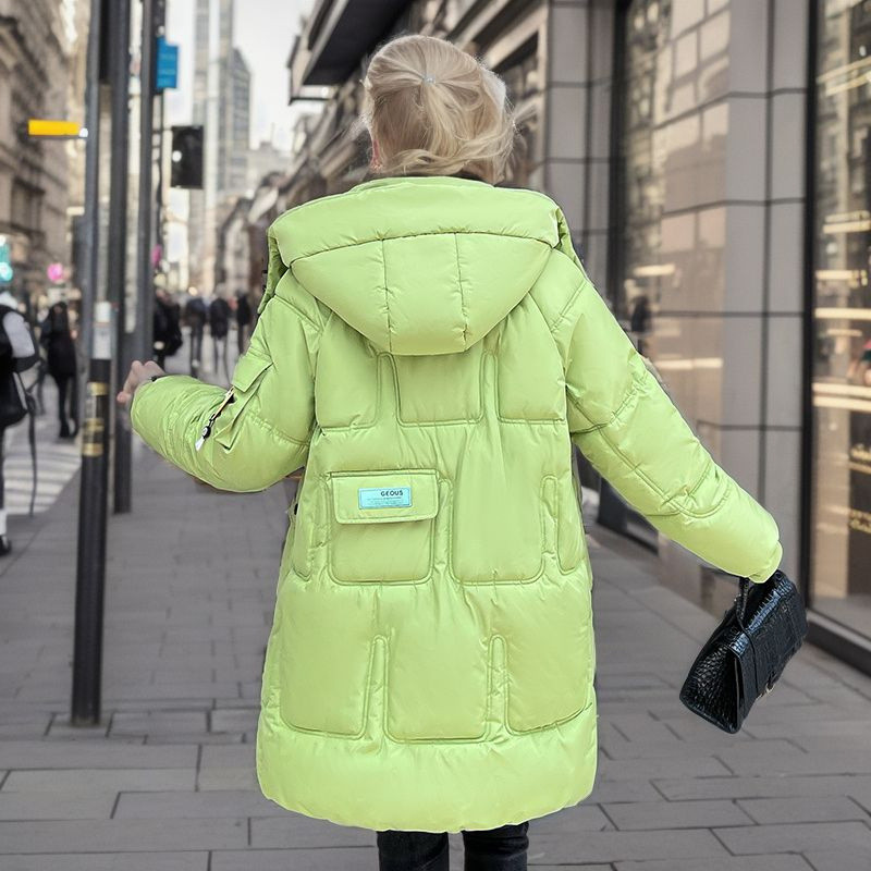 2023, noile paltoane din bumbac largi, căptușite, iarnă pentru femei, parkas cu glugă, jachete groase, calde, vatuite Lady Klein, albastru, alb, verde, îmbrăcăminte exterioară