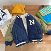 Jachetă de baseball din bumbac, iarnă, 1-7 ani, pentru bebeluș băiețel, haină groasă cu fermoar pentru copii, haine pentru copii mici, băieți, îmbrăcăminte exterioară Topuri