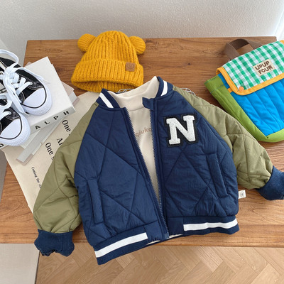 Jachetă de baseball din bumbac, iarnă, 1-7 ani, pentru bebeluș băiețel, haină groasă cu fermoar pentru copii, haine pentru copii mici, băieți, îmbrăcăminte exterioară Topuri