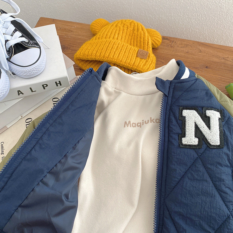 Jachetă de baseball din bumbac, iarnă, 1-7 ani, pentru bebeluș băiețel, haină groasă cu fermoar pentru copii, haine pentru copii mici, băieți, îmbrăcăminte exterioară Topuri