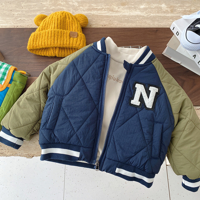Jachetă de baseball din bumbac, iarnă, 1-7 ani, pentru bebeluș băiețel, haină groasă cu fermoar pentru copii, haine pentru copii mici, băieți, îmbrăcăminte exterioară Topuri