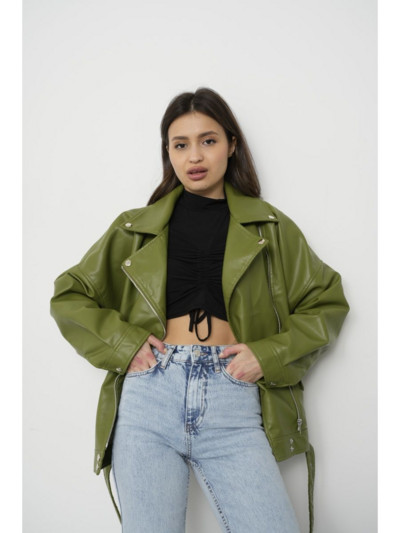 Sieviešu klasiska moderna ādas jaka