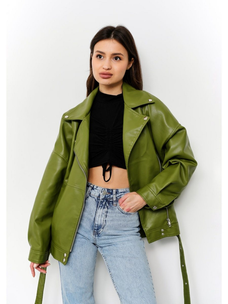 Sieviešu klasiska moderna ādas jaka