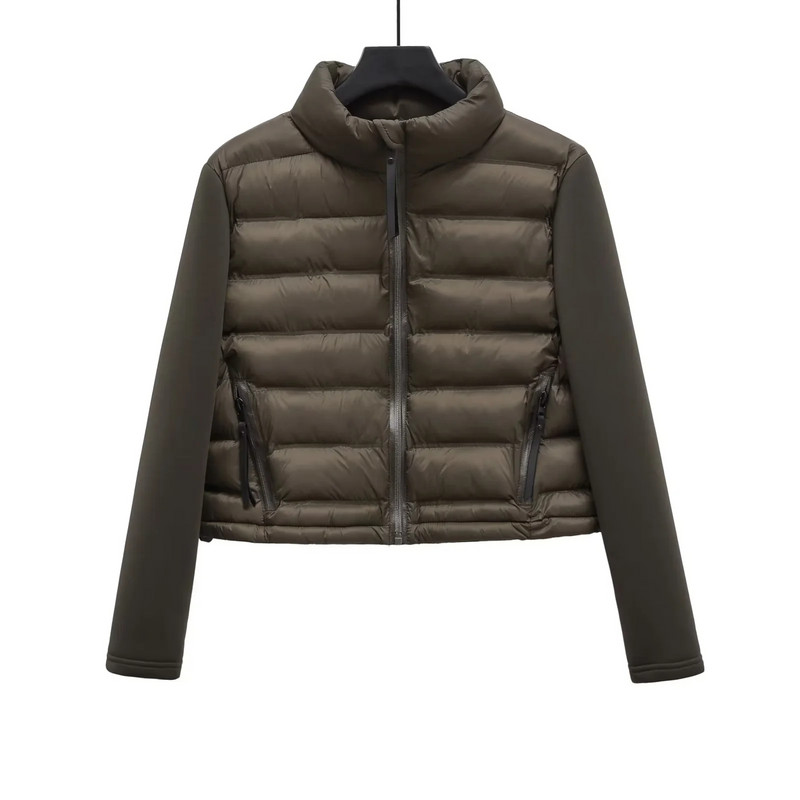 Jachete Parka dama Iarna Imbracaminte calduroasa Neagra cu fermoar Palton mozaic Dama Eleganta Moda Femeie Sacou Zatraf Mantoane Topuri