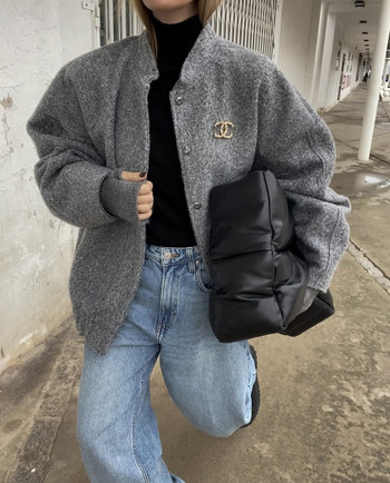 SLTNX 2023 Модни якета за жени Есенно зимно палто Женско шик ежедневно свободно яке с джобове Дамско ново връхно облекло