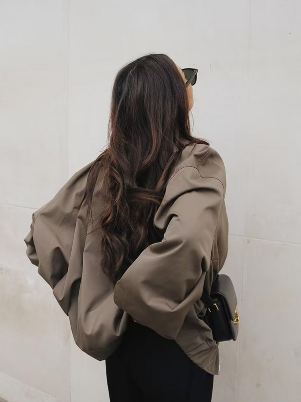 SLTNX TRAF Jachete de modă pentru femei Paltoane ocazionale Femei șic Jachete bomber largi Palton pentru doamne cu buzunare Îmbrăcăminte exterioară nouă