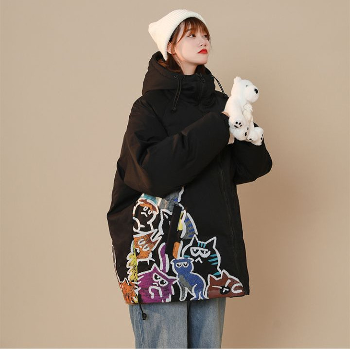 Parka groase pentru femei, iarnă, la modă nouă, cu fermoar, cu talie largă, plină, coreeană, dulci, pentru fete, jachete pentru femei, menține căldura.