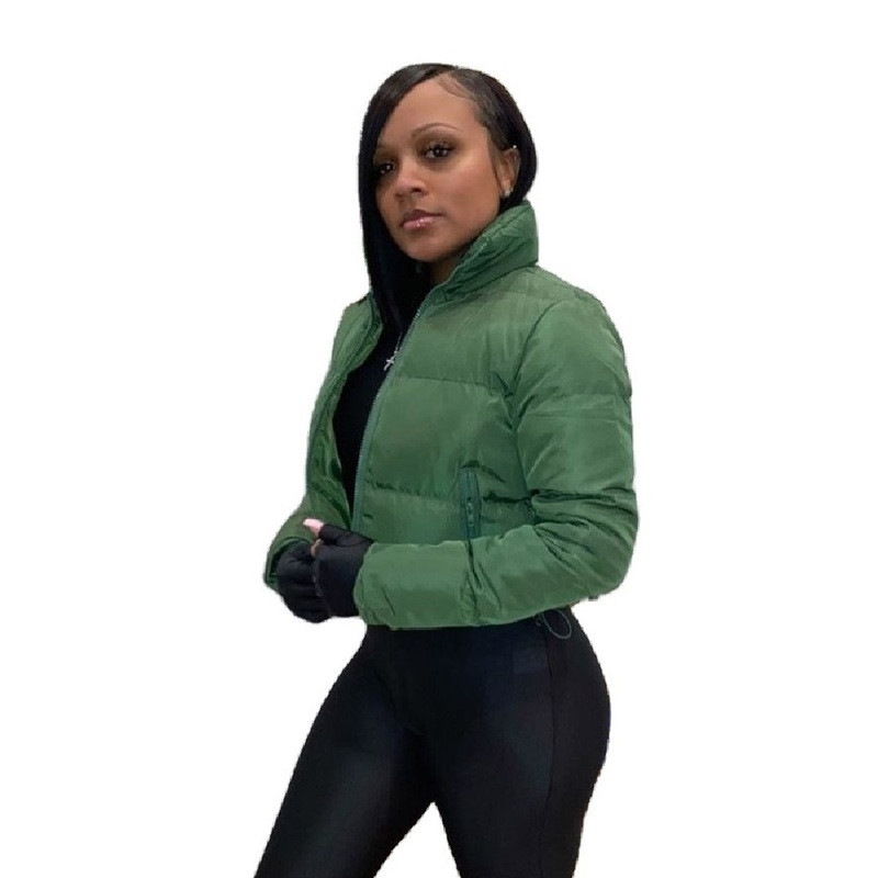 Palton puf decupat pentru femei 2021, cu fermoar, decolteu în V, cu mânecă lungă, pentru doamne, încălzit, paltoane scurte cu bule, cu îmbrăcăminte subțire, ușoară