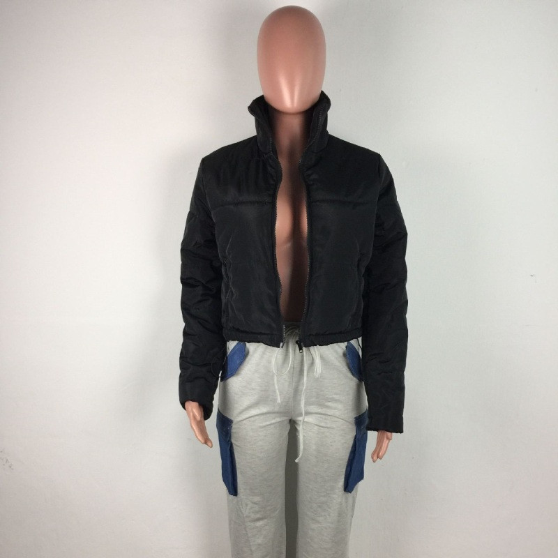 Palton puf decupat pentru femei 2021, cu fermoar, decolteu în V, cu mânecă lungă, pentru doamne, încălzit, paltoane scurte cu bule, cu îmbrăcăminte subțire, ușoară