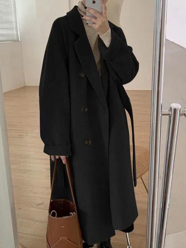 Palton de iarnă de lână femei îngroșați jachetă lungă ocazional largi modă jachetă de vânt îmbrăcăminte exterioară femeie vintage oversize revere streetwear