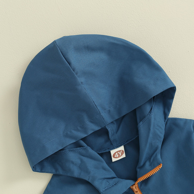 2023 4-7 ani Copii Baieți Hanorac cu mânecă lungă Pulover cu glugă Culoare contrastantă Toamna Hanorac casual Jachetă cu buzunar