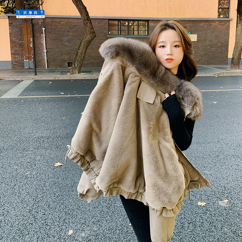 Iarna 2021, haină nouă pentru femei, jachetă caldă pentru femei, la modă, groasă, vrac, solidă, ocazională, dulce, asortabilă, guler detașabil