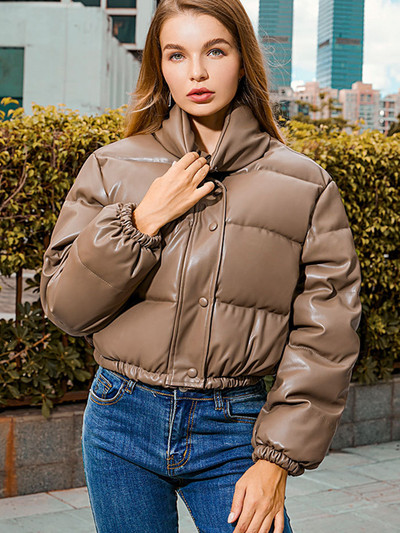 ZOKI ziemas biezas sieviešu īsas parkas siltas modes PU ādas bomber mētelis melns kokvilnas polsterēts sieviešu rāvējslēdzēja uzpūsta dūnu jaka