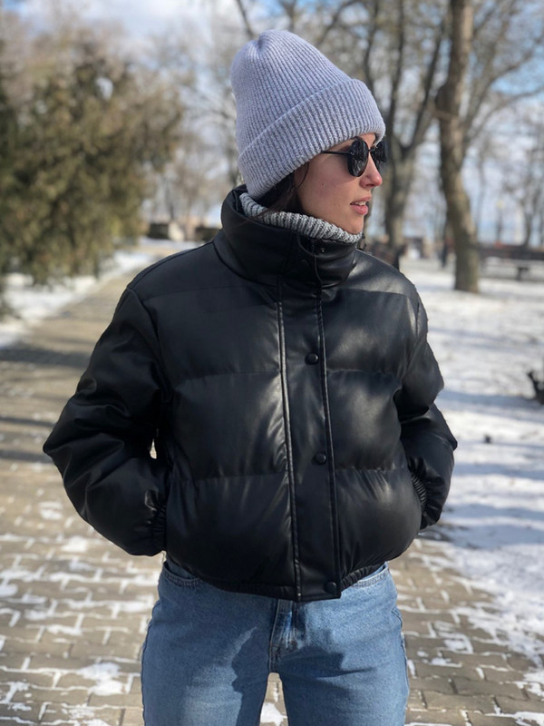 ZOKI ziemas biezas sieviešu īsas parkas siltas modes PU ādas bomber mētelis melns kokvilnas polsterēts sieviešu rāvējslēdzēja uzpūsta dūnu jaka