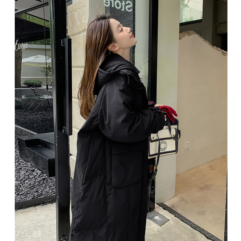 Jachetă de puf verde pentru femei, cu glugă, haine lungi din bumbac, iarnă, noua modă coreeană, largi, supradimensionată, caldă, îngroșată, rezistentă la vânt, Topuri