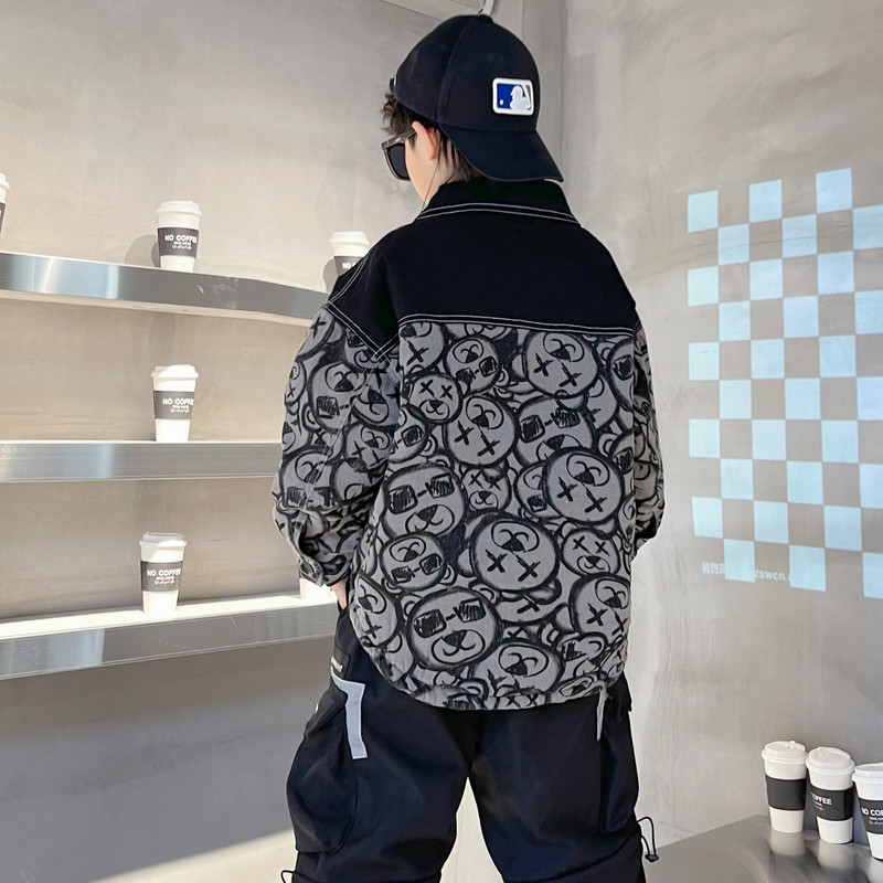 Karstā izpārdošana 2022. gada džinsa jaka zēniem Modes mēteļi Bērnu apģērbi rudens zīdaiņu meiteņu apģērbi Virsdrēbes Vēstule Džinsu jaka Mētelis