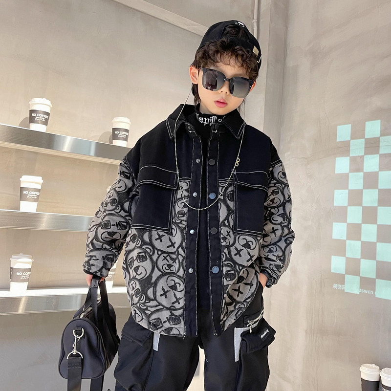 Karstā izpārdošana 2022. gada džinsa jaka zēniem Modes mēteļi Bērnu apģērbi rudens zīdaiņu meiteņu apģērbi Virsdrēbes Vēstule Džinsu jaka Mētelis