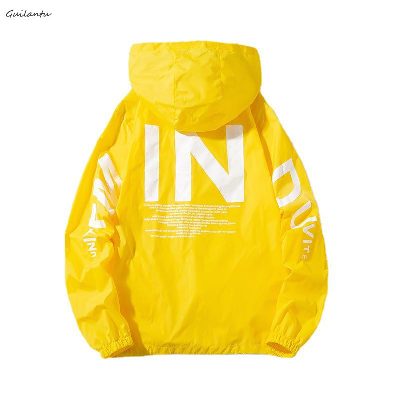 Jachetă de vară, mărime mare, antivânt, pentru femei, cu glugă, fermoar, cu litere, haină bomber, Yk2, îmbrăcăminte de stradă.