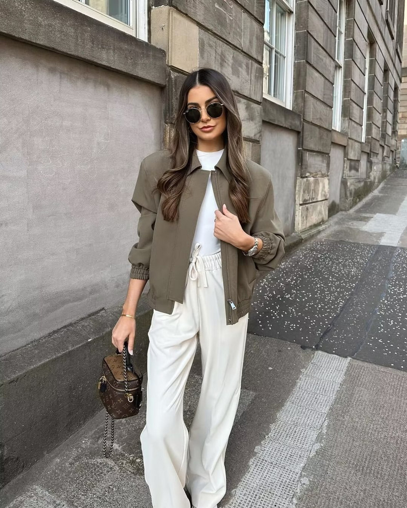 SLTNX TRAF Fashion 2023 Női tavaszi bombázó dzsekik Női kabátok Alkalmi lehúzható gallér hosszú ujjú kabát női elegáns felsőruházat