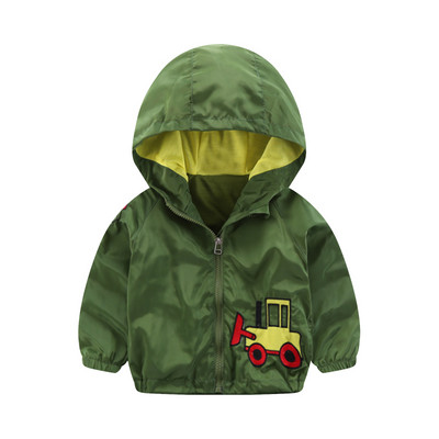 Nauji pavasario rudens vaikų viršutiniai drabužiai ir paltai 2–6 metų vaikams su gobtuvu Striukės nuo vėjo.