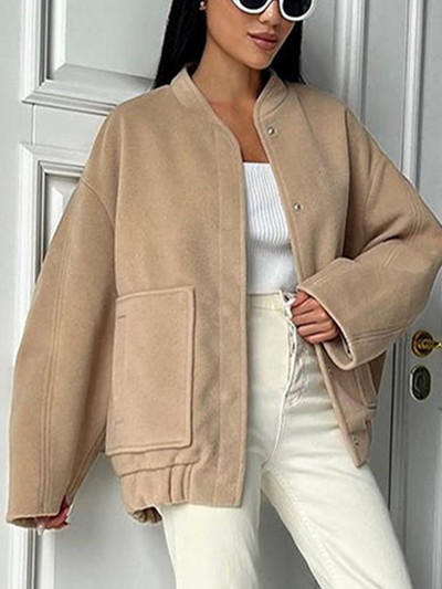 BlingBlingee Negru Alb Jachetă Bomber oversize pentru femei Traf 2023 Iarnă cu mâneci lungi, nasturi, buzunare mari, haină largi, top feminin Y2K