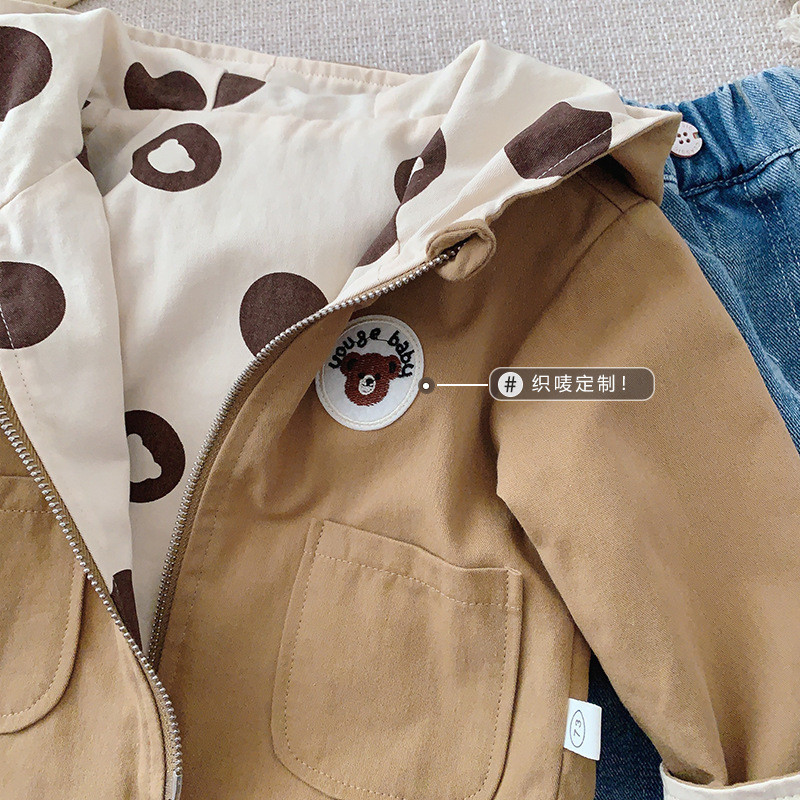 Palton dublu pentru copii 0-6 ani Îmbrăcăminte pentru copii de primăvară Hanorac pentru băieți Palton cu buline ursuleț Jachetă pentru copii Jachetă de primăvară