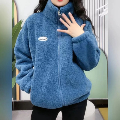 Hip hop jesen zima flis pahuljasta jakna Streetwear Harajuku Fuzzy Kaput s patentnim zatvaračem Ženska lagana jakna Plišana topla jakna Kaput
