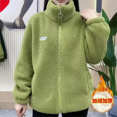 Хип-хоп есенно зимно пухкаво яке от полар Streetwear Harajuku Fuzzy Zipper Coat Женско леко яке Плюшено топло яке Палто