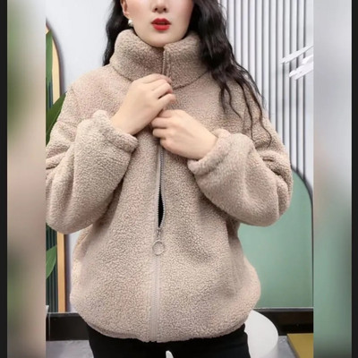 Хип-хоп есенно зимно пухкаво яке от полар Streetwear Harajuku Fuzzy Zipper Coat Женско леко яке Плюшено топло яке Палто