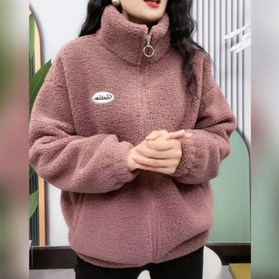 Хип-хоп есенно зимно пухкаво яке от полар Streetwear Harajuku Fuzzy Zipper Coat Женско леко яке Плюшено топло яке Палто