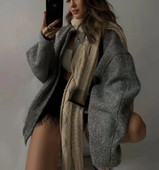 BM 2023 új női őszi/téli laza alkalmi kabáttartó nyak, csatos kabát, testforma, hidegálló nagy méret