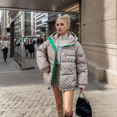 Jachetă din bumbac, toamnă iarnă, pentru femei, 2023, noua versiune coreeană, pălăria liberă, jachetă scurtă din bumbac, imprimată, îmbrăcăminte pentru femeie Top