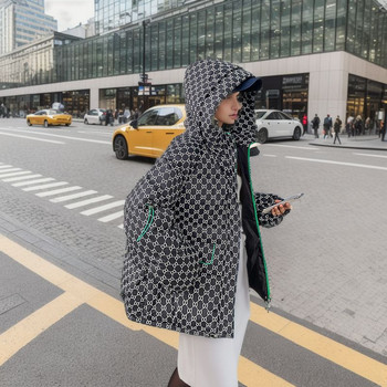Есенно зимно памучно яке Дамско 2023 г. Нова корейска версия Свободната шапка Късо памучно яке с щампи Дамско горно облекло