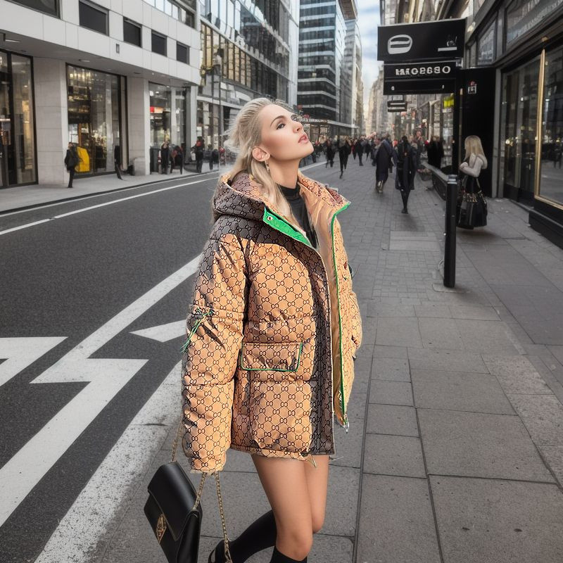 Jachetă din bumbac, toamnă iarnă, pentru femei, 2023, noua versiune coreeană, pălăria liberă, jachetă scurtă din bumbac, imprimată, îmbrăcăminte pentru femeie Top