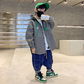 2022, la modă, primăvară, toamnă, jachete pentru băiat, haină cu zăbrele cu o mie de păsări, paltoane cu glugă, jachetă pentru băieți, jachetă pentru copii, haine pentru copii