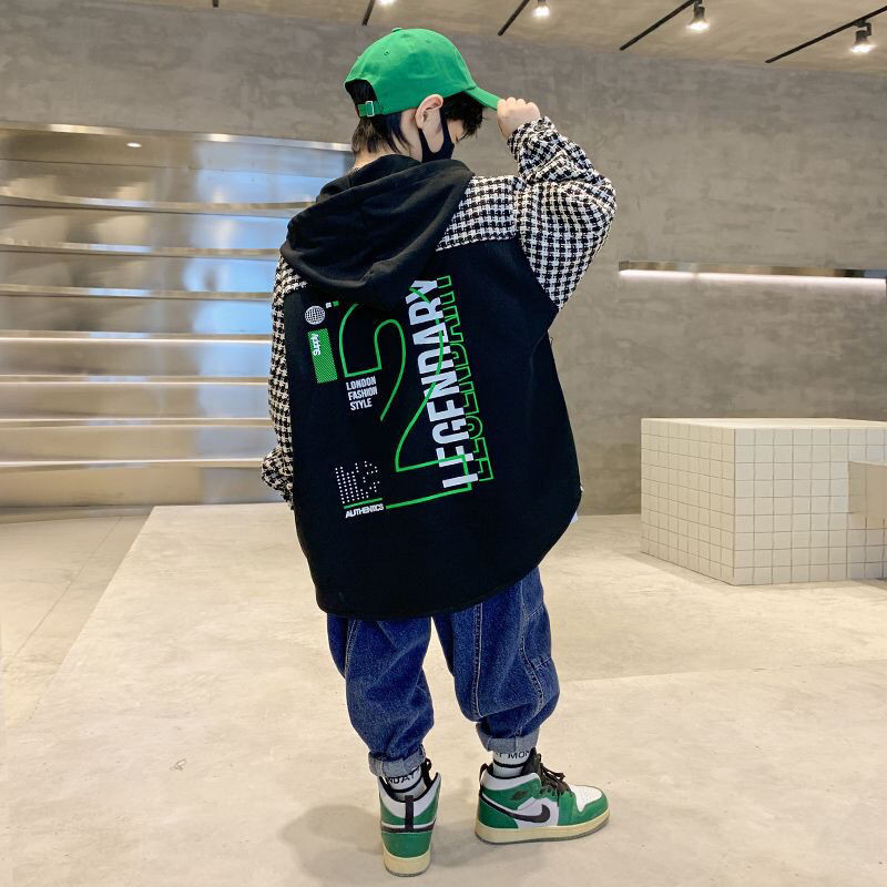 2022, la modă, primăvară, toamnă, jachete pentru băiat, haină cu zăbrele cu o mie de păsări, paltoane cu glugă, jachetă pentru băieți, jachetă pentru copii, haine pentru copii