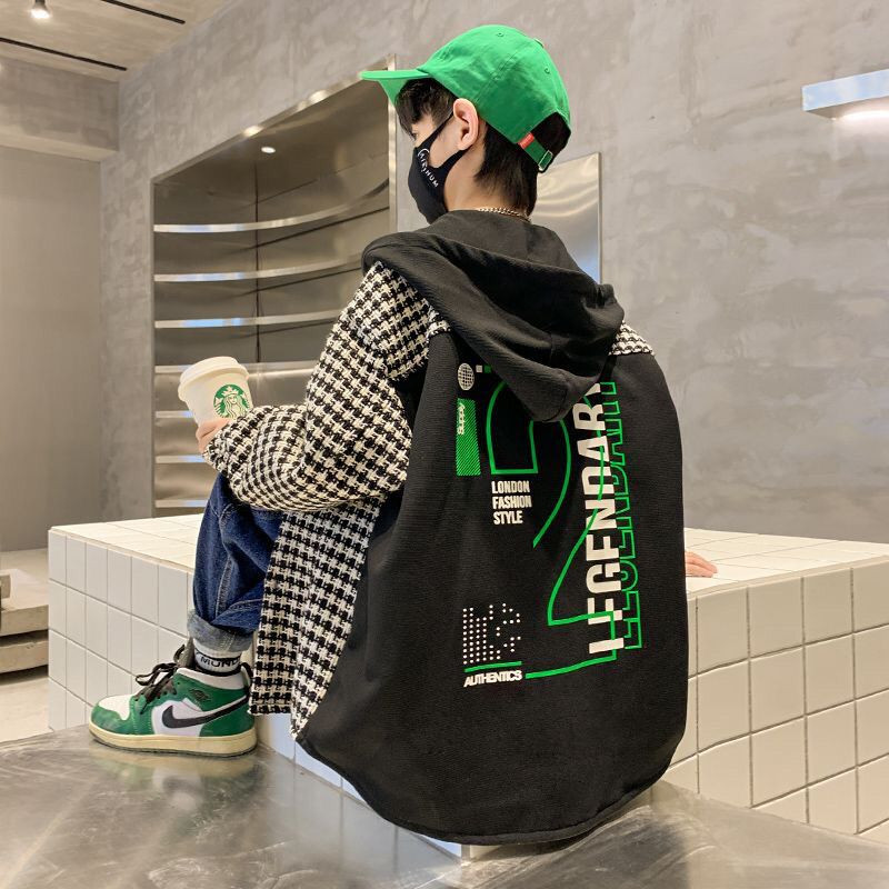 2022, la modă, primăvară, toamnă, jachete pentru băiat, haină cu zăbrele cu o mie de păsări, paltoane cu glugă, jachetă pentru băieți, jachetă pentru copii, haine pentru copii