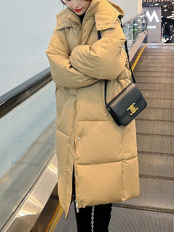 Lusumily, haină lungă și groasă de iarnă pentru femei, jachetă de bumbac, parka lungă, îmbrăcăminte ocazională pentru femei, jachetă pentru femeie, haină de zăpadă, top