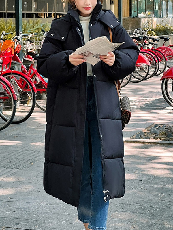 Lusumily, haină lungă și groasă de iarnă pentru femei, jachetă de bumbac, parka lungă, îmbrăcăminte ocazională pentru femei, jachetă pentru femeie, haină de zăpadă, top