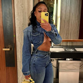 Blugi pentru femei Cardigan guler răsturnat cu mânecă lungă buzunare cu un singur buton Jachete scurte din denim Topuri crop Topuri ocazionale pentru femei