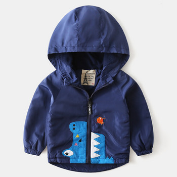 Αγόρια Παχύ μπουφάν 2-8Y Baby Cartoon Patch Κεντημένο μπουφάν Παιδικό Φθινοπωρινό και Χειμώνα με κουκούλα Plus Velvet Top